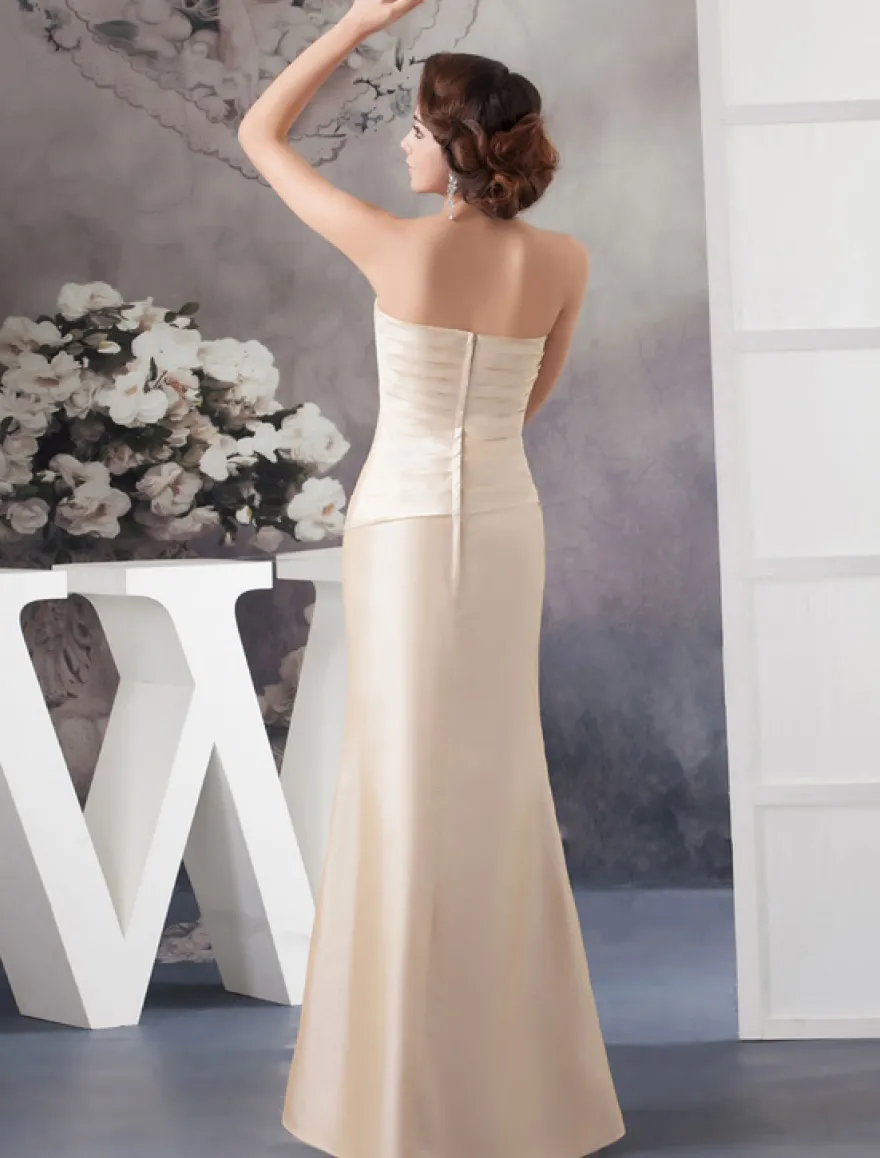 Robe de mère de mariée sirène champagne en satin deux pièces longueur au sol robe d'invitée