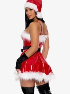 Robe de Noël en fibre Chapeau Costumes de vacances de Noël bicolores