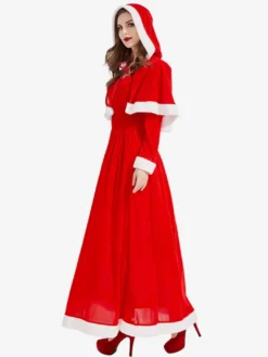 Robe de Noël verte pour femme cape en polyester costumes de Noël