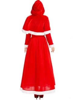 Robe de Noël verte pour femme cape en polyester costumes de Noël