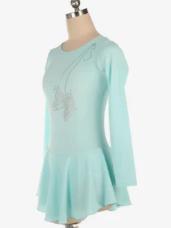 Robe de patinage Aqua Polyester Bodycon manches longues Costumes de danse