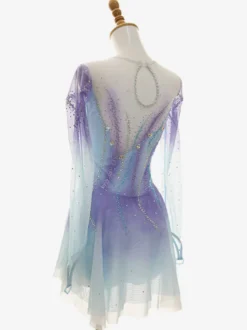 Robe de patinage artistique pour femmes et filles patchwork dos ouvert maille haute élasticité tenue d'entraînement et de compétition cristal classique