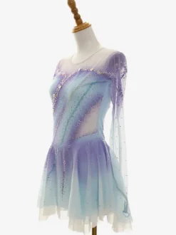 Robe de patinage artistique pour femmes et filles patchwork dos ouvert maille haute élasticité tenue d'entraînement et de compétition cristal classique
