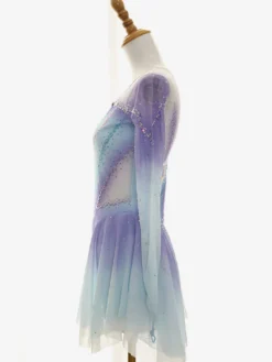 Robe de patinage artistique pour femmes et filles patchwork dos ouvert maille haute élasticité tenue d'entraînement et de compétition cristal classique