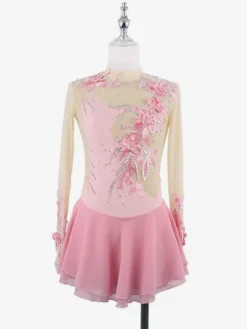 Robe de patinage Black Swan en maille perlée élégante pour femmes et filles