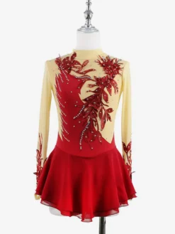 Robe de patinage Black Swan en maille perlée élégante pour femmes et filles