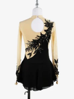 Robe de patinage Black Swan en maille perlée élégante pour femmes et filles