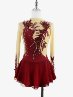 Robe de patinage Black Swan en maille perlée élégante pour femmes et filles