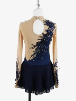 Robe de patinage Black Swan en maille perlée élégante pour femmes et filles