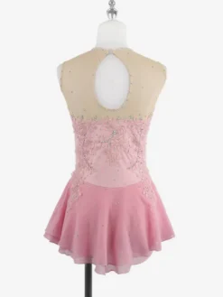 Robe de patinage blanche sans manches ornée de perles pour femmes et filles