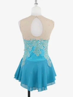 Robe de patinage blanche sans manches ornée de perles pour femmes et filles