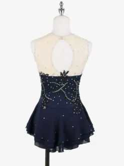 Robe de patinage blanche sans manches ornée de perles pour femmes et filles