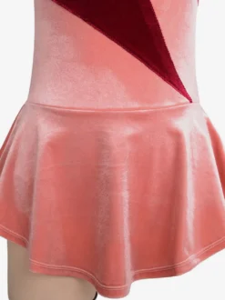 Robe De Patinage Bordeaux Velours Coréen Color Block Dance Costumes