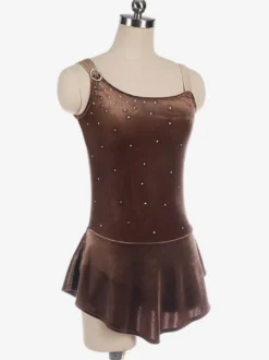 Robe De Patinage Café Marron Costumes De Danse En Velours Coréen