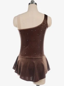 Robe De Patinage Café Marron Costumes De Danse En Velours Coréen
