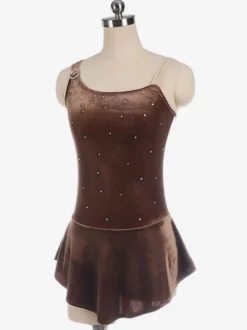 Robe De Patinage Café Marron Costumes De Danse En Velours Coréen