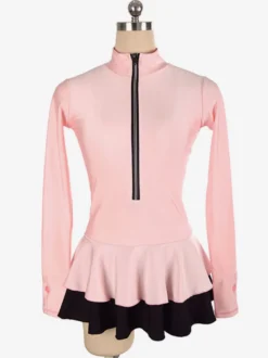 Robe de Patinage Costumes de Danse Bicolore Polyester Rose