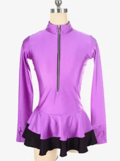 Robe de Patinage Costumes de Danse Bicolore Polyester Rose