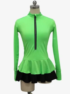 Robe de Patinage Costumes de Danse Bicolore Polyester Rose