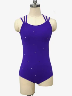 Robe De Patinage Costumes De Danse Polyester Bleu