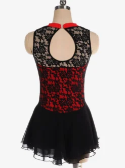 Robe de patinage Costumes de danse en dentelle polyester noire
