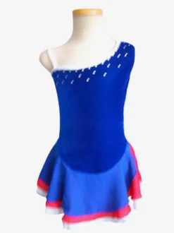 Robe De Patinage Costumes De Danse Polyester Bleu