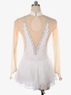 Robe de patinage dos nu foncé col montant perles et maille pour femmes et filles