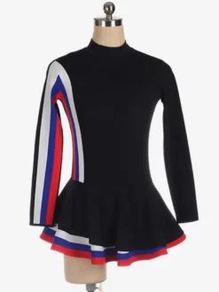 Robe De Patinage Noir Polyester Rayures Costumes De Danse