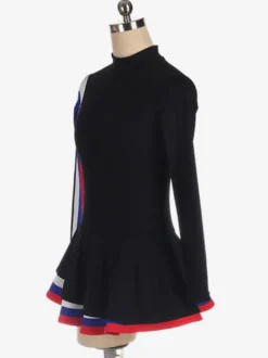 Robe De Patinage Noir Polyester Rayures Costumes De Danse