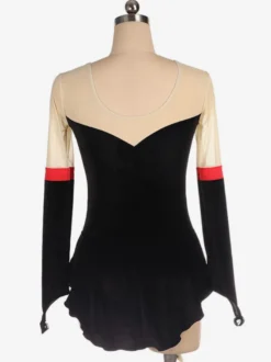 Robe De Patinage Noir Velours Coréen Color Block Dance Costumes