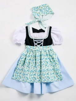 Robe de première communion pour fille costume Dirndl robe de princesse Lolita jupe courte à manches bouffantes
