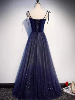 Robe de soirée A-ligne Conçu Décolleté Tulle Longueur Sol Robes de Soirée Sociale Personnalisation Gratuite