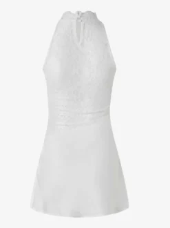 Robe de soirée blanche dos nu drapée en satin mini-robe en dentelle robe de cocktail pour mariage ou fête.
