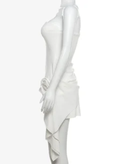 Robe de soirée blanche sans manches robe semi-formelle sans bretelles