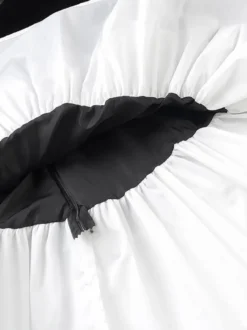 Robe de soirée chic bicolore noire à volants mini-robe deux-pièces à manches longues.