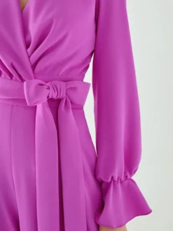 Robe de soirée combinaison col en V longueur au sol ceinture robes de soirée sociale