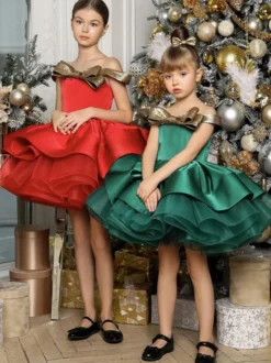 Robe de soirée de Noël pour fille robes d'occasion spéciale sans manches à volants