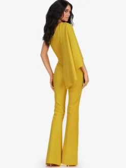 Robe de soirée en crêpe extensible combinaison asymétrique longueur au sol sans manches fermeture éclair robes de soirée formelles