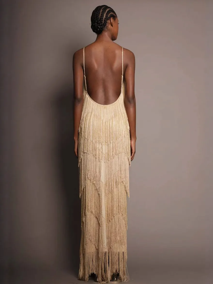 Robe de soirée maxi dorée à col V sans manches épaules dénudées robe d'été sexy et semi-formelle