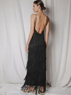 Robe de soirée maxi dorée à col V sans manches épaules dénudées robe d'été sexy et semi-formelle