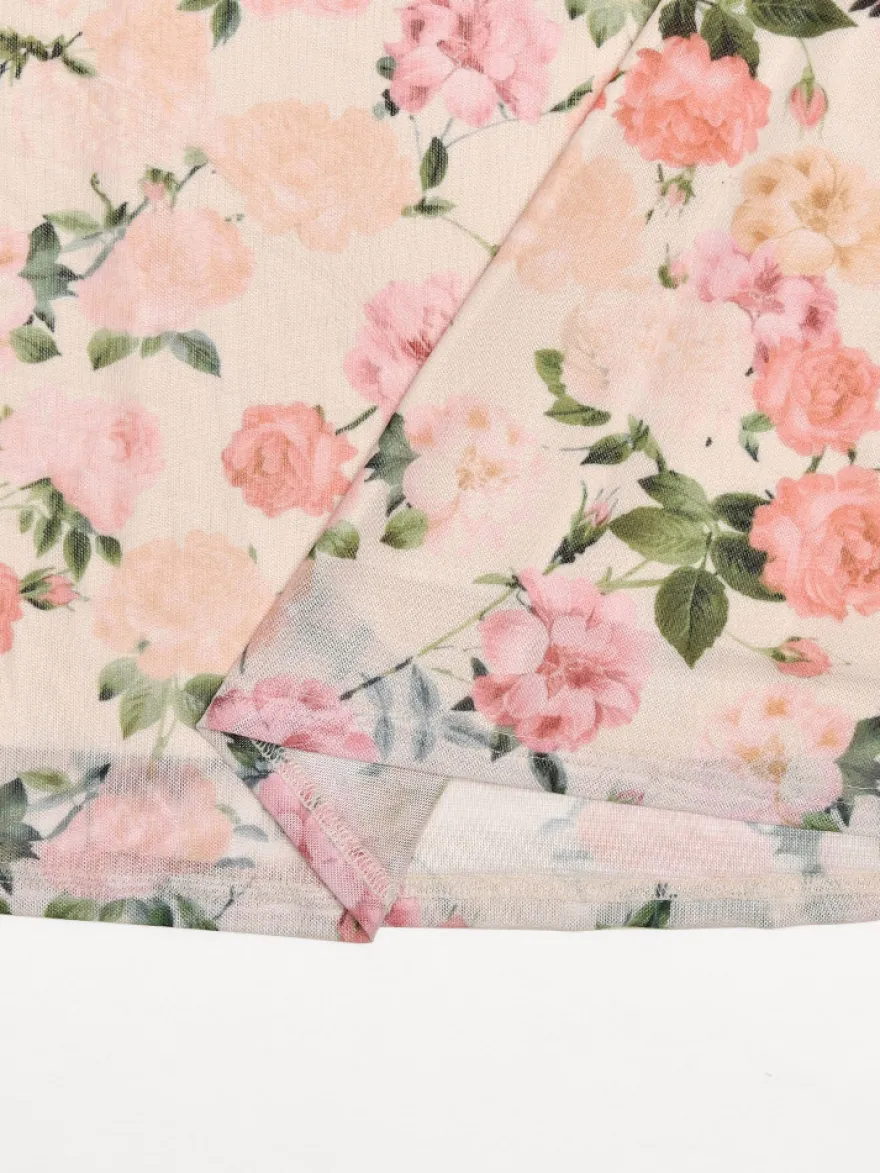 Robe de soirée maxi rose à bretelles col sans manches imprimée sexy semi-formelle