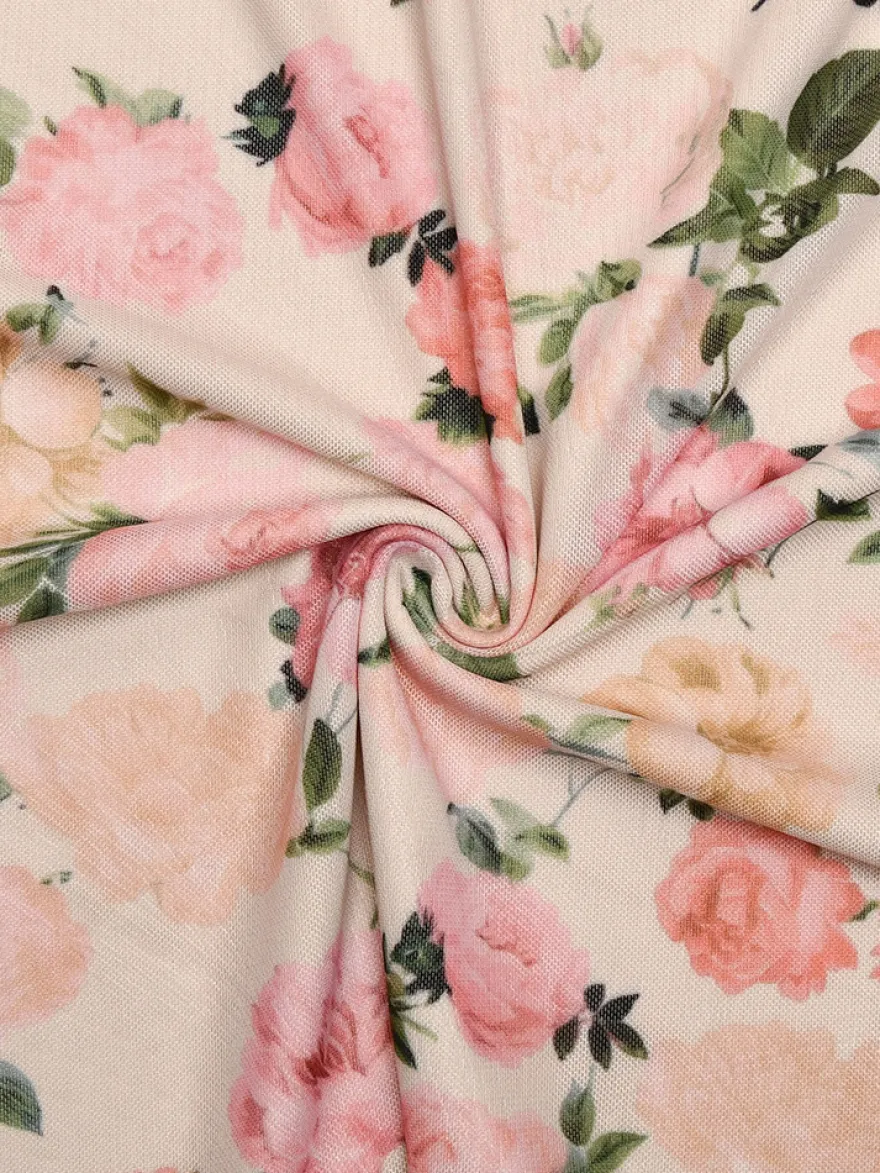 Robe de soirée maxi rose à bretelles col sans manches imprimée sexy semi-formelle