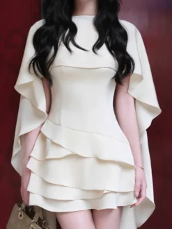 Robe de soirée mini blanche à volants sans manches et dos nu robe sexy semi-formelle