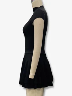 Robe de soirée mini kaki à col montant plissé et manches courtes robe sexy semi-formelle