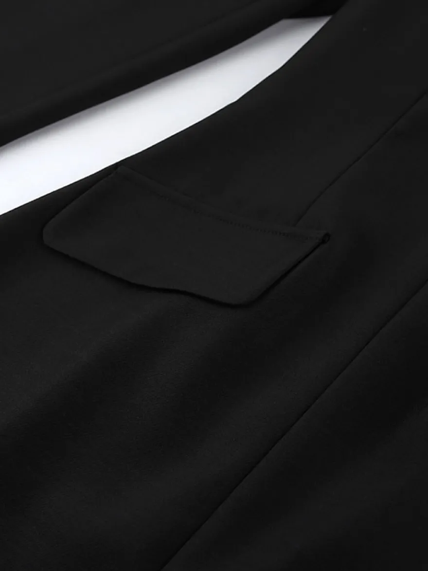 Robe de soirée mini élégante à col V poches boutonnées et coupe ajustée