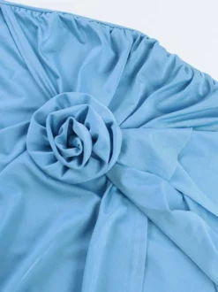 Robe de soirée moulante à épaules dénudées imprimé floral et fente latérale