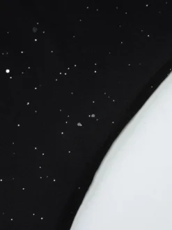 Robe de soirée noire à paillettes en résille avec ras-de-cou et fente robe longue transparente pour boîte de nuit