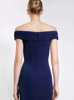 Robe de soirée robe cocktail mariage hors des épaules jupe fendu à petite traîne