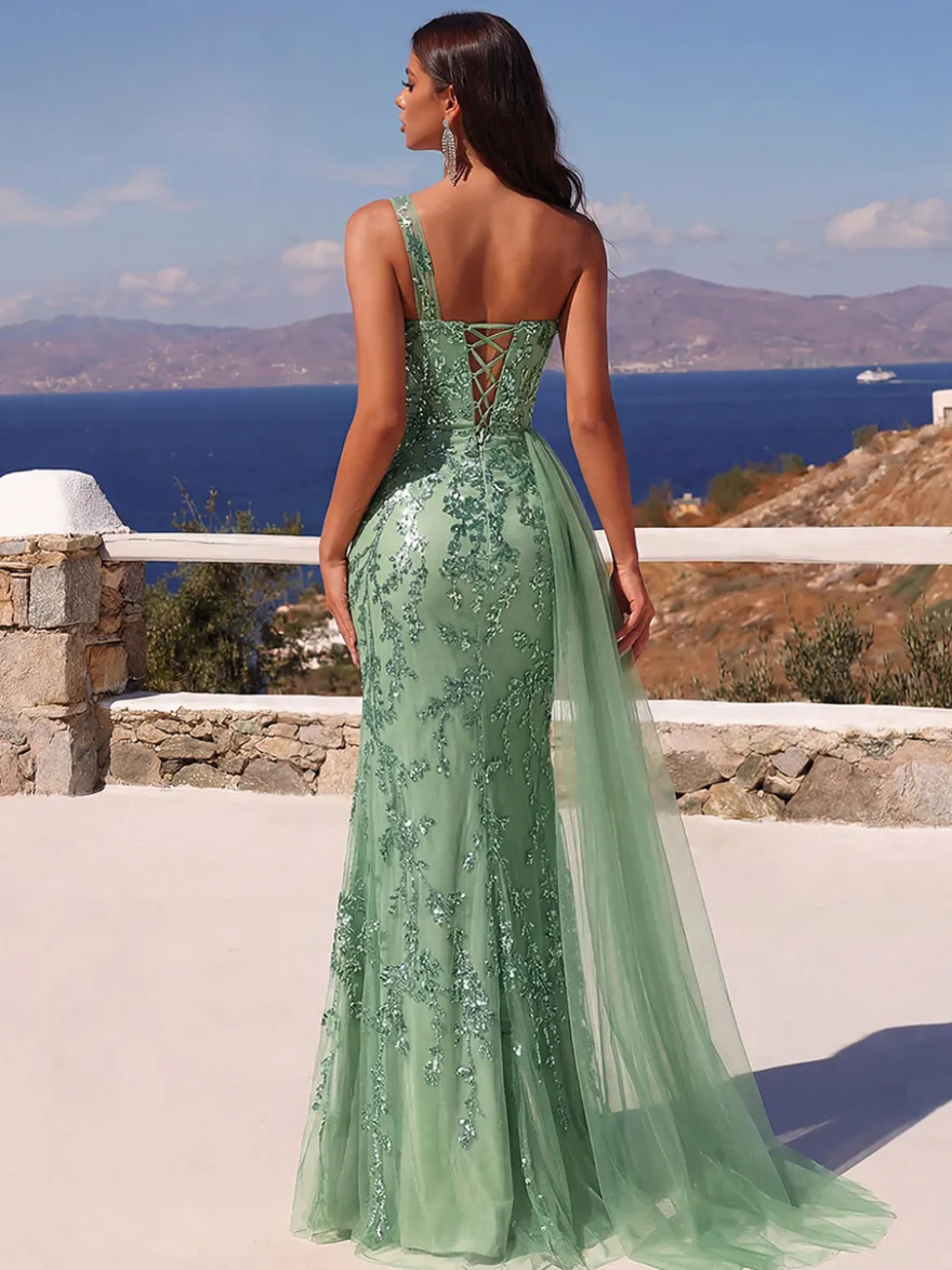 Robe de soirée robe de bal asymétrique en tulle à sequins robe de cérémonie