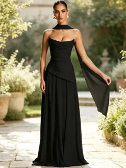 Robe de soirée robe de bal bustier en mousseline robe de cérémonie